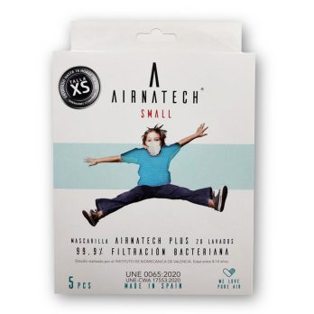 Pack 5 unidades Mascarilla Airnatech 20 lavados Azul Celeste talla Niños TALLA XS