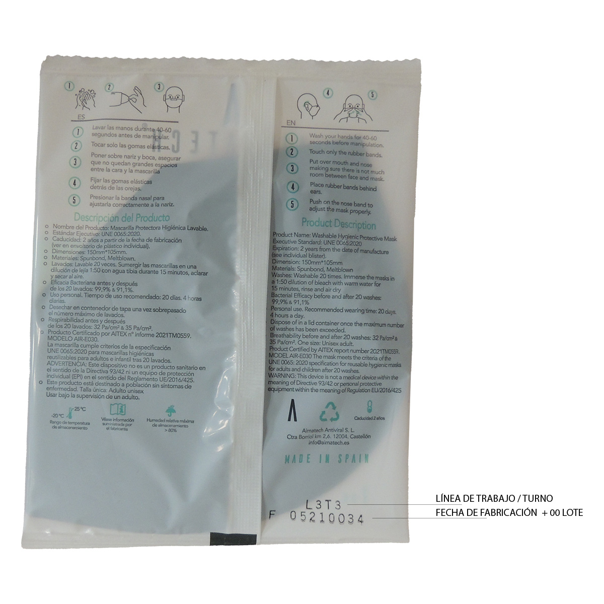 Pack mascarillas Airnatech FFP2 EN 149 negra - Imagen 5