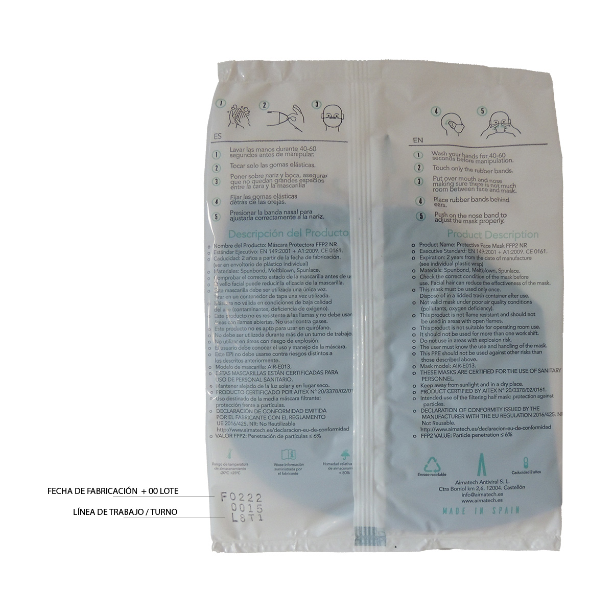 Pack 10 uds Mascarillas Airnatech FFP2 Azul Marino - Imagen 5